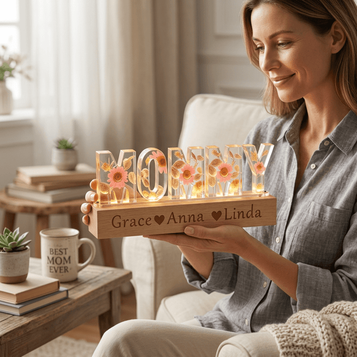 "Mom's Glow" Personalized Mother's Day Night Light-Handmade - Canvasgiftco