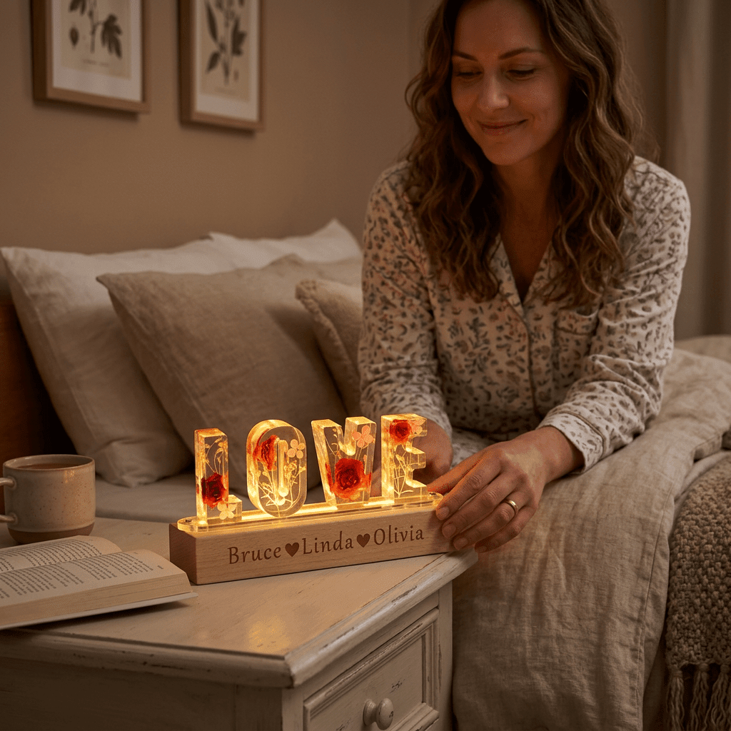 "Mom's Glow" Personalized Mother's Day Night Light-Handmade - Canvasgiftco