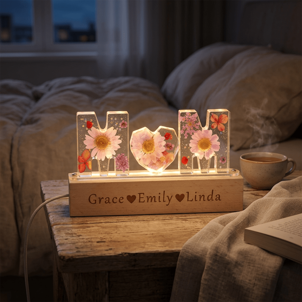"Mom's Glow" Personalized Mother's Day Night Light - Handmade - Canvasgiftco