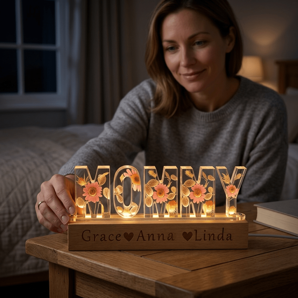 "Mom's Glow" Personalized Mother's Day Night Light-Handmade - Canvasgiftco