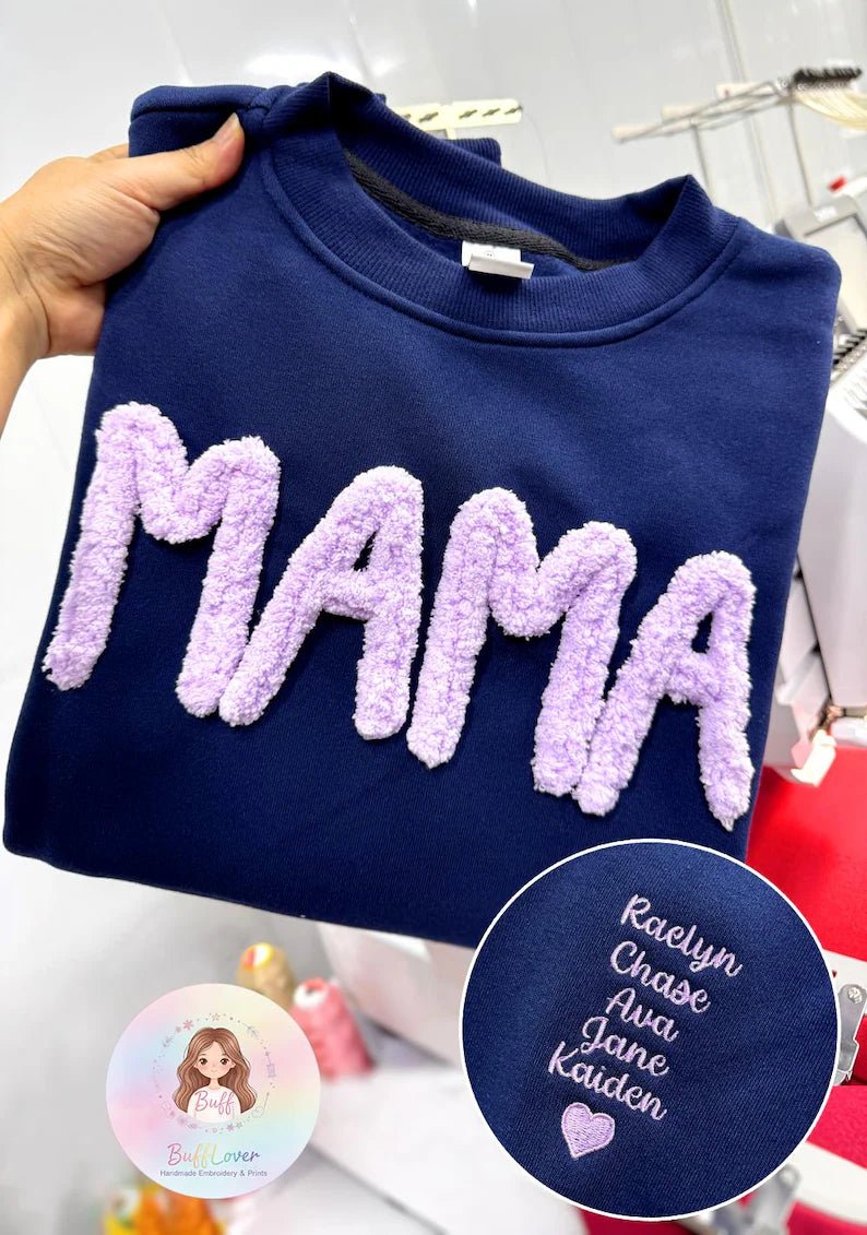"Mom's Luxe" Personalized Chenille Embroidered Sweatshirt - Canvasgiftco