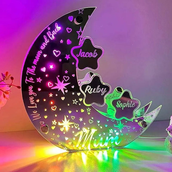 🌙【Mother's Day Personalized Moon LED Mirror Light】——Exclusive stars, light up your baby's name🌟 - Canvasgiftco