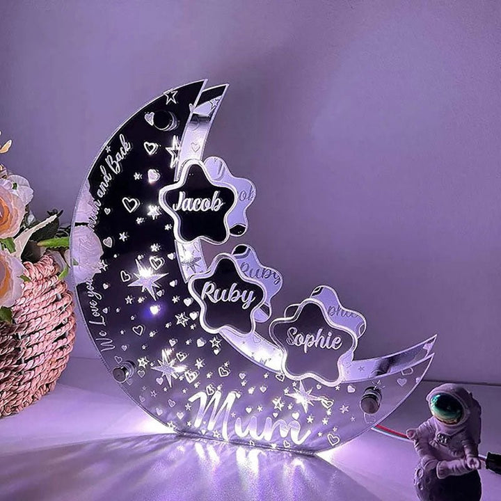 🌙【Mother's Day Personalized Moon LED Mirror Light】——Exclusive stars, light up your baby's name🌟 - Canvasgiftco