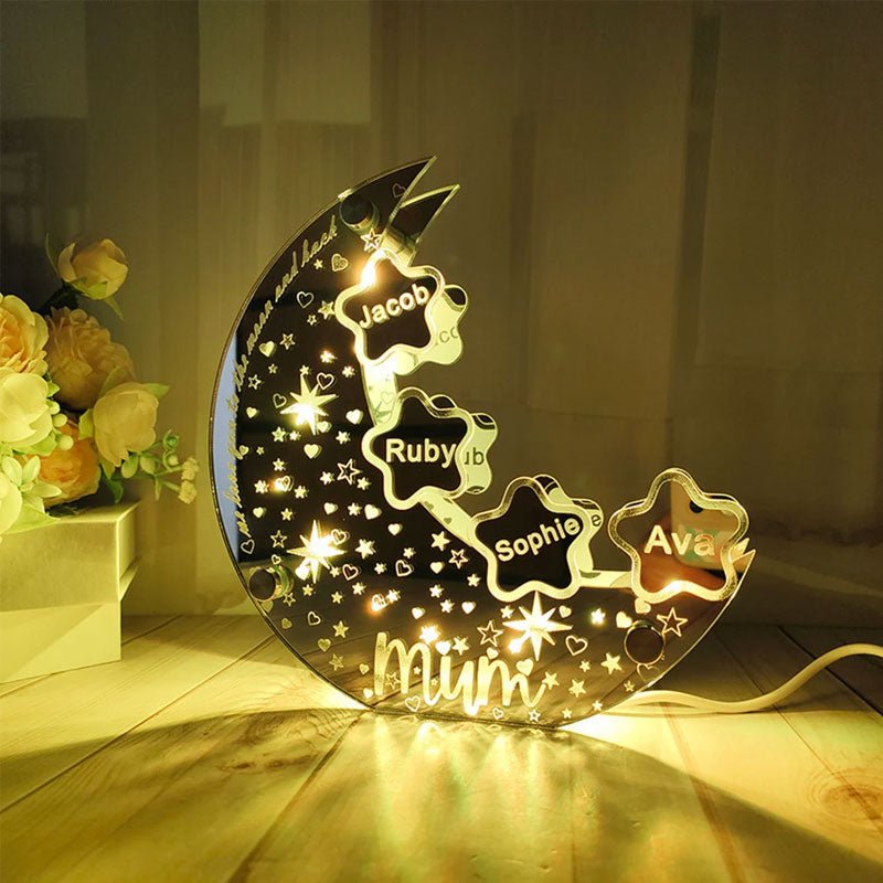 🌙【Mother's Day Personalized Moon LED Mirror Light】——Exclusive stars, light up your baby's name🌟 - Canvasgiftco