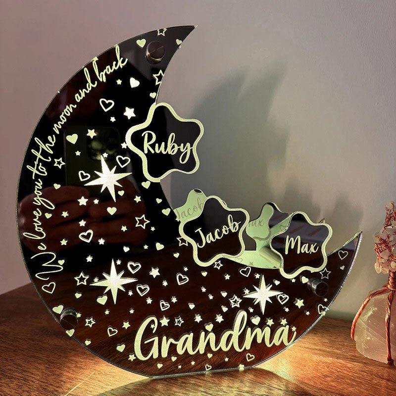 🌙【Mother's Day Personalized Moon LED Mirror Light】——Exclusive stars, light up your baby's name🌟 - Canvasgiftco