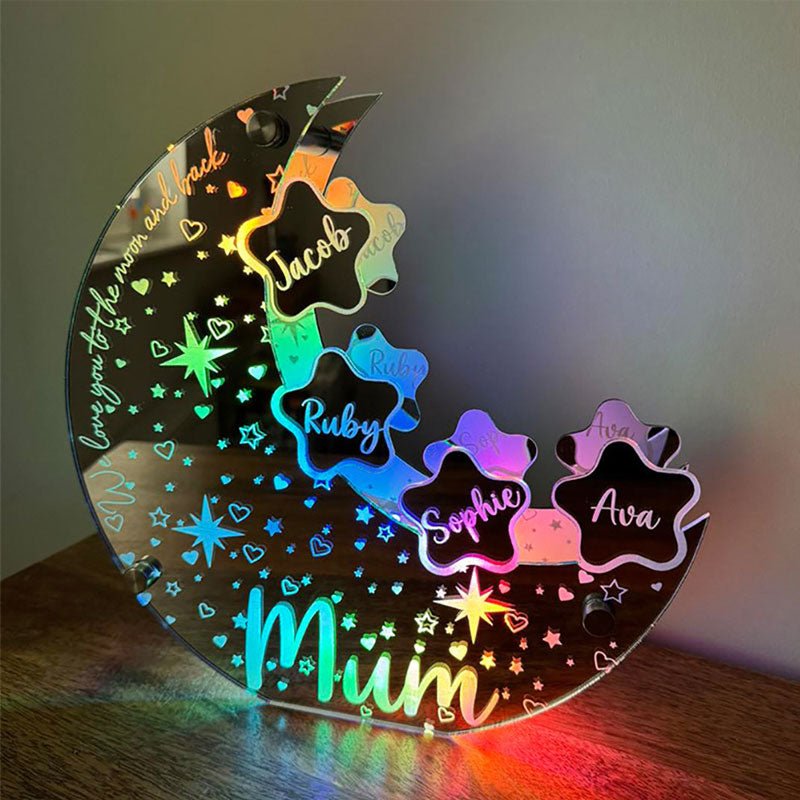 🌙【Mother's Day Personalized Moon LED Mirror Light】——Exclusive stars, light up your baby's name🌟 - Canvasgiftco