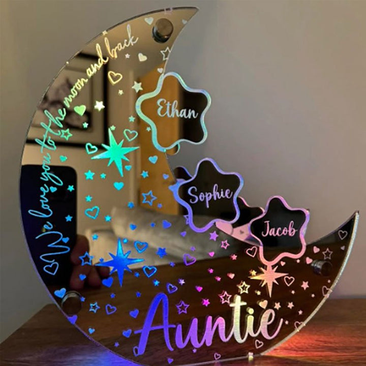 🌙【Mother's Day Personalized Moon LED Mirror Light】——Exclusive stars, light up your baby's name🌟 - Canvasgiftco