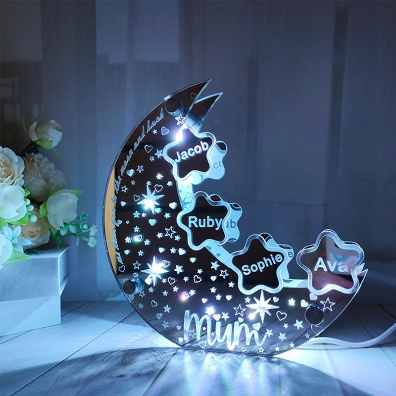 🌙【Mother's Day Personalized Moon LED Mirror Light】——Exclusive stars, light up your baby's name🌟 - Canvasgiftco