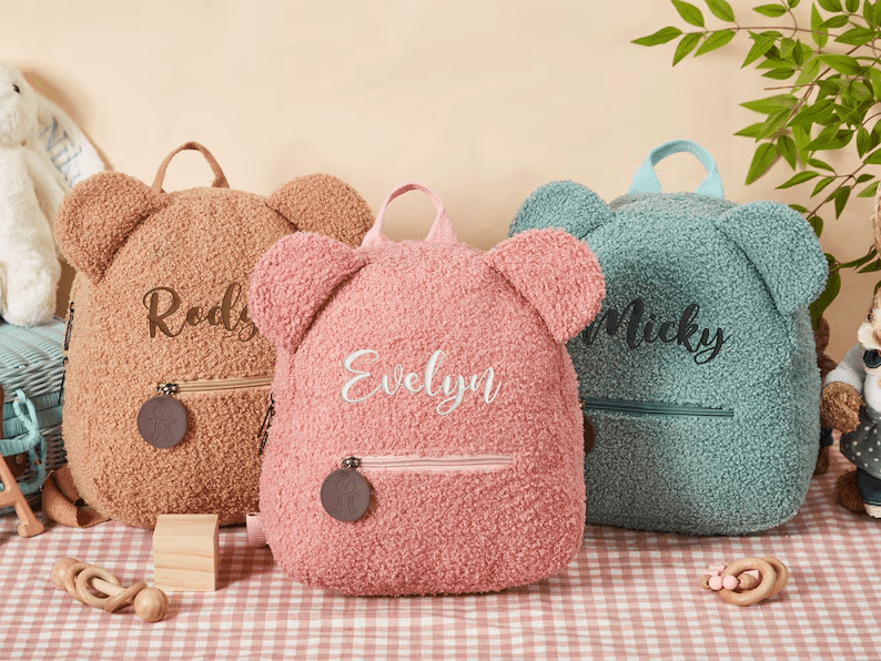 Personalised Fluffy Teddy Bear Kids Backpack - Canvasgiftco