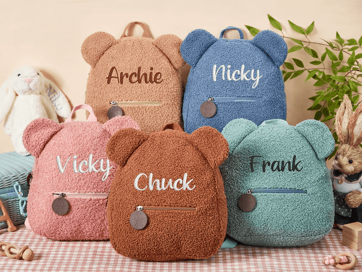 Personalised Fluffy Teddy Bear Kids Backpack - Canvasgiftco