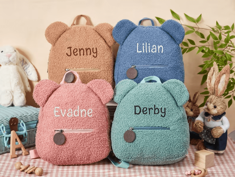 Personalised Fluffy Teddy Bear Kids Backpack - Canvasgiftco