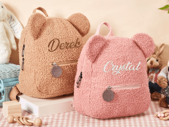 Personalised Fluffy Teddy Bear Kids Backpack - Canvasgiftco