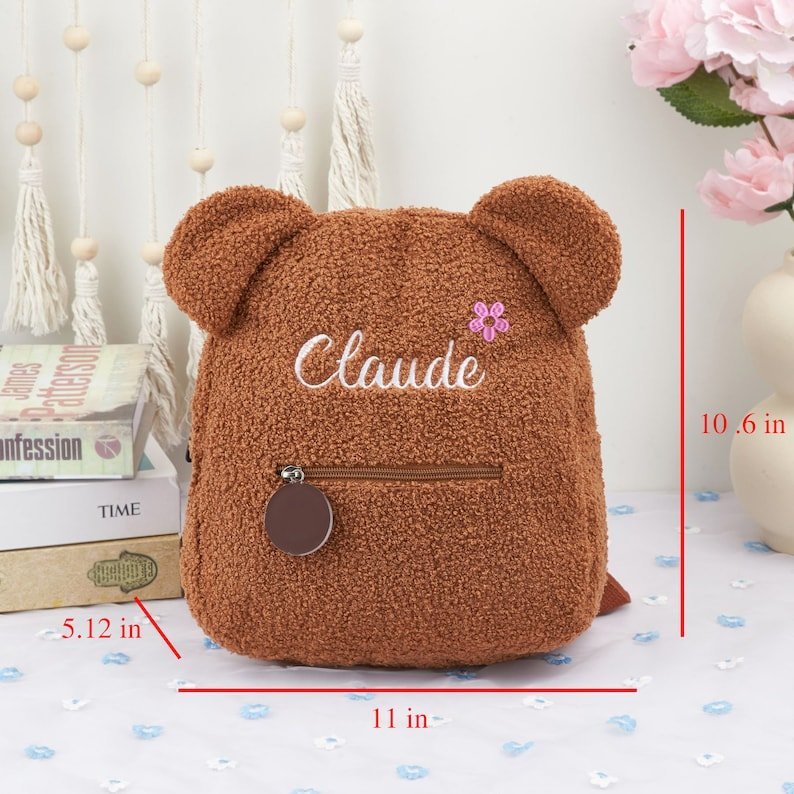 Personalised Fluffy Teddy Bear Kids Backpack - Canvasgiftco