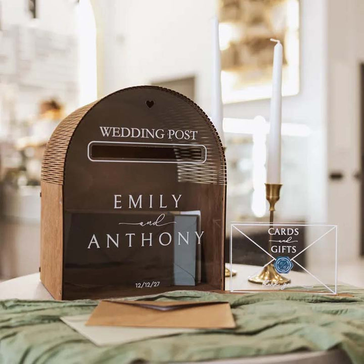 Personalised Wedding Reception Postcard Boxes - Canvasgiftco