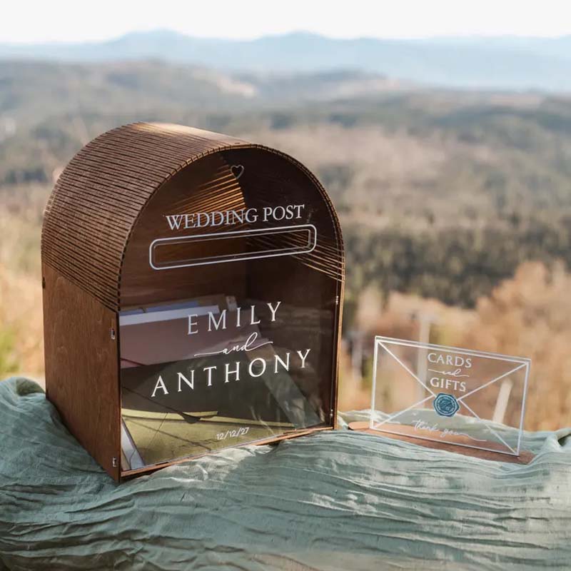 Personalised Wedding Reception Postcard Boxes - Canvasgiftco