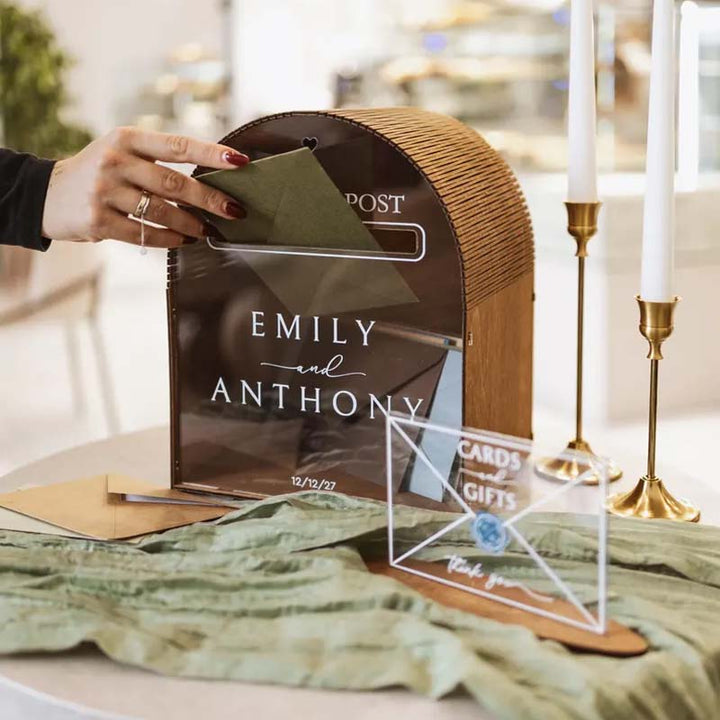 Personalised Wedding Reception Postcard Boxes - Canvasgiftco