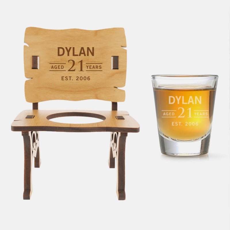 Personalised Wooden Birthday Shot Glass Chair - Canvasgiftco