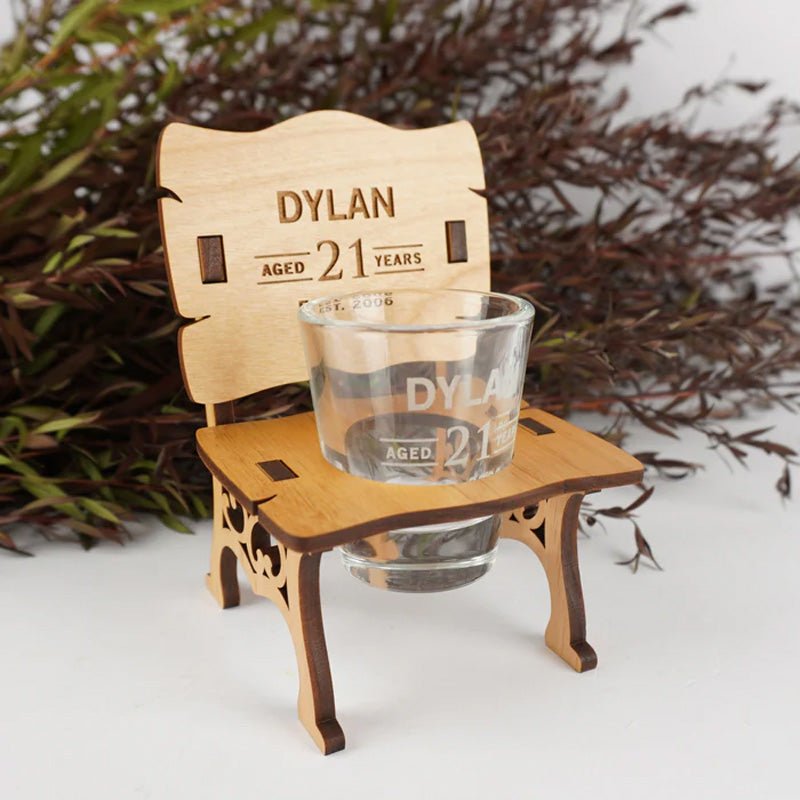 Personalised Wooden Birthday Shot Glass Chair - Canvasgiftco