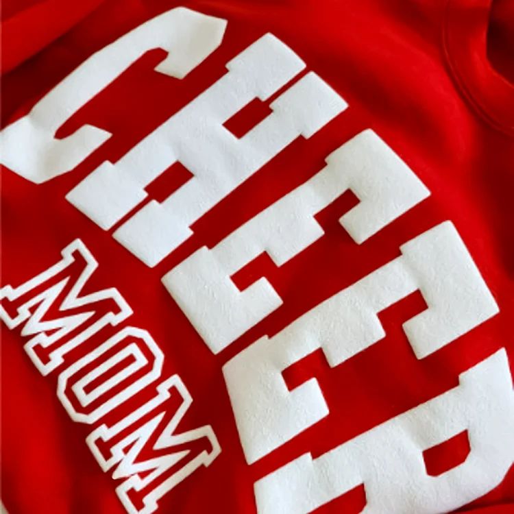 Personalized 3d Puff Print Cheer Mom Sweatshirt With Kids Name On Sleeve - Canvasgiftco