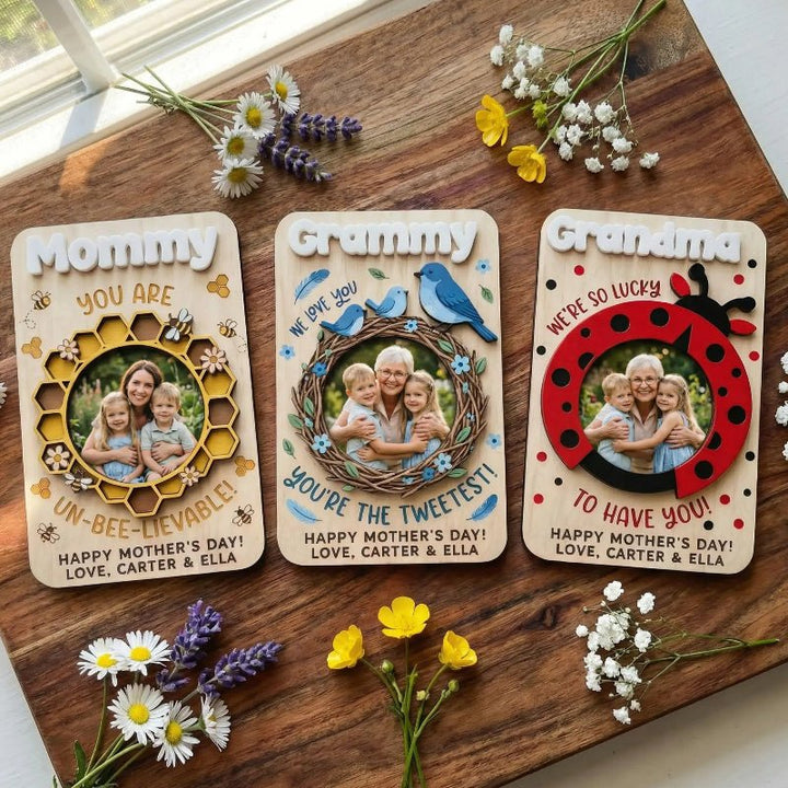 Personalized Animal Photo Holder Fridge Magnet, Custom Love You Picture Clip for Mom & Grandma, Mother's Day Photo Gift - Canvasgiftco