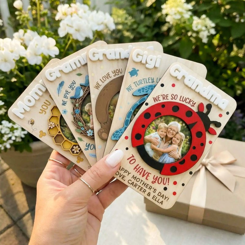 Personalized Animal Photo Holder Fridge Magnet, Custom Love You Picture Clip for Mom & Grandma, Mother's Day Photo Gift - Canvasgiftco