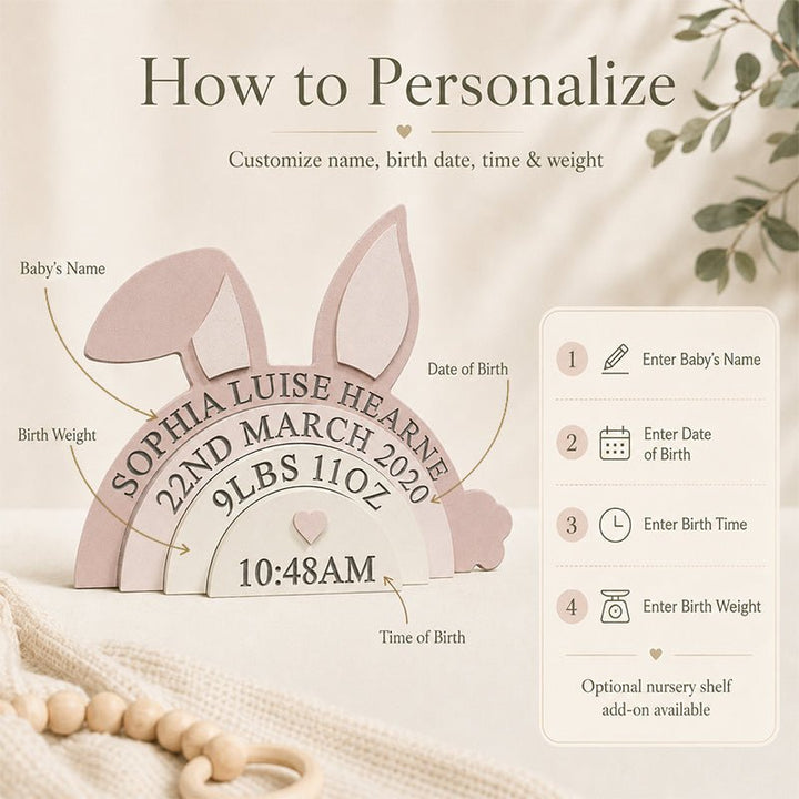Personalized Baby Birth Keepsake – Custom Name, Date, Time & Weight - Canvasgiftco