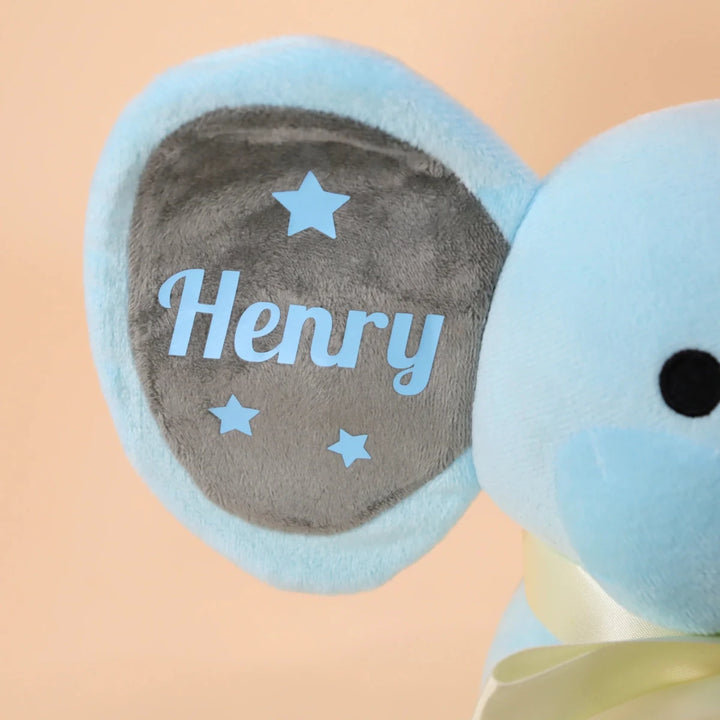 Personalized Baby Elephant Plush – Custom Newborn Birth Details Keepsake Gift - Canvasgiftco