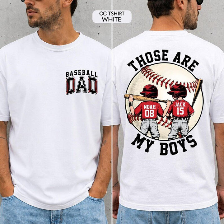 Personalized Baseball Dad Shirt – Two Player Design, Custom Name & Number - Canvasgiftco