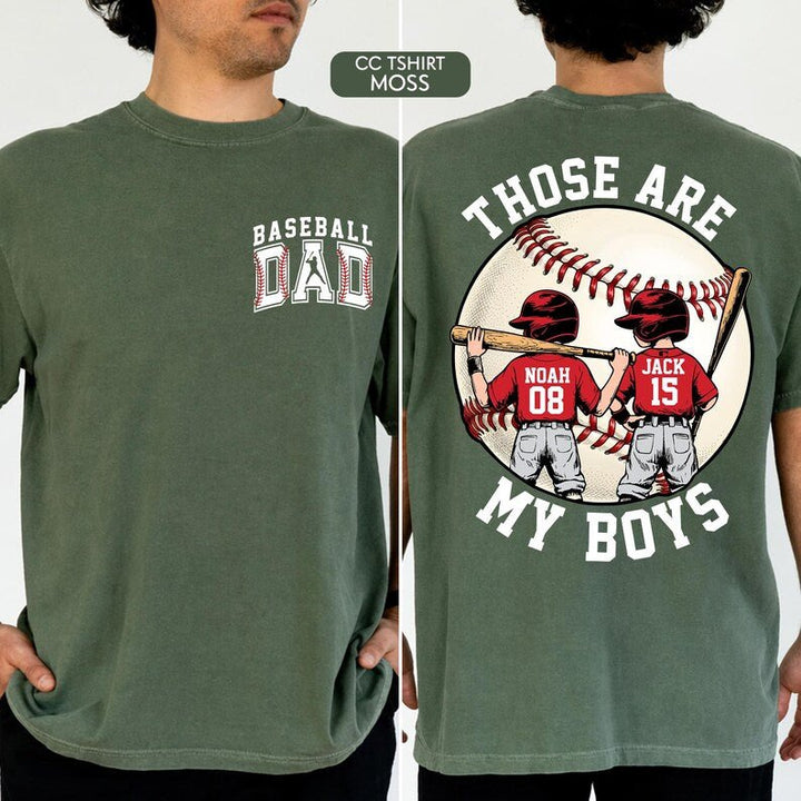 Personalized Baseball Dad Shirt – Two Player Design, Custom Name & Number - Canvasgiftco