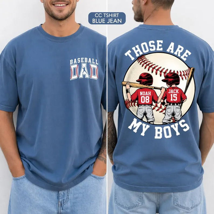 Personalized Baseball Dad Shirt – Two Player Design, Custom Name & Number - Canvasgiftco