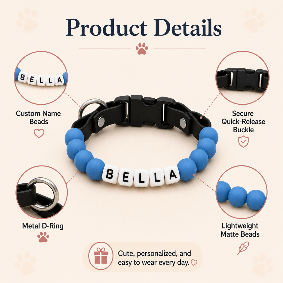 Personalized Beaded Dog Collar with Custom Name - Canvasgiftco