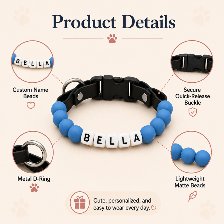 Personalized Beaded Dog Collar with Custom Name - Canvasgiftco