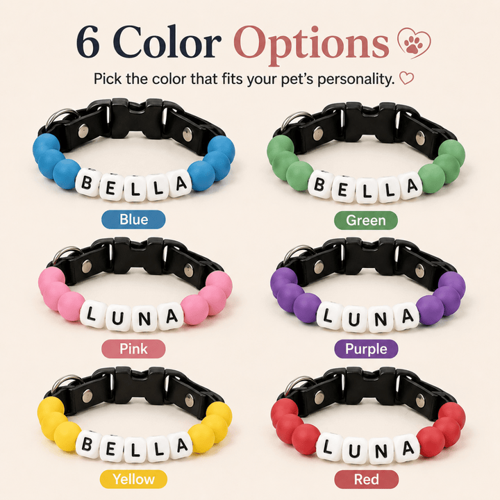 Personalized Beaded Dog Collar with Custom Name - Canvasgiftco