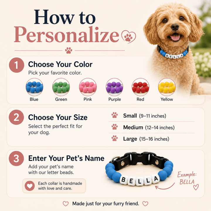 Personalized Beaded Dog Collar with Custom Name - Canvasgiftco