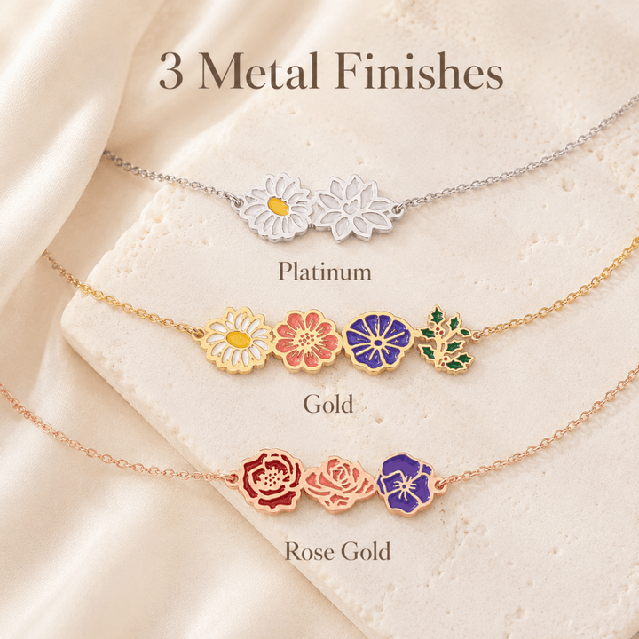 Personalized Birth Flower Necklace for Mom Grandma - Canvasgiftco