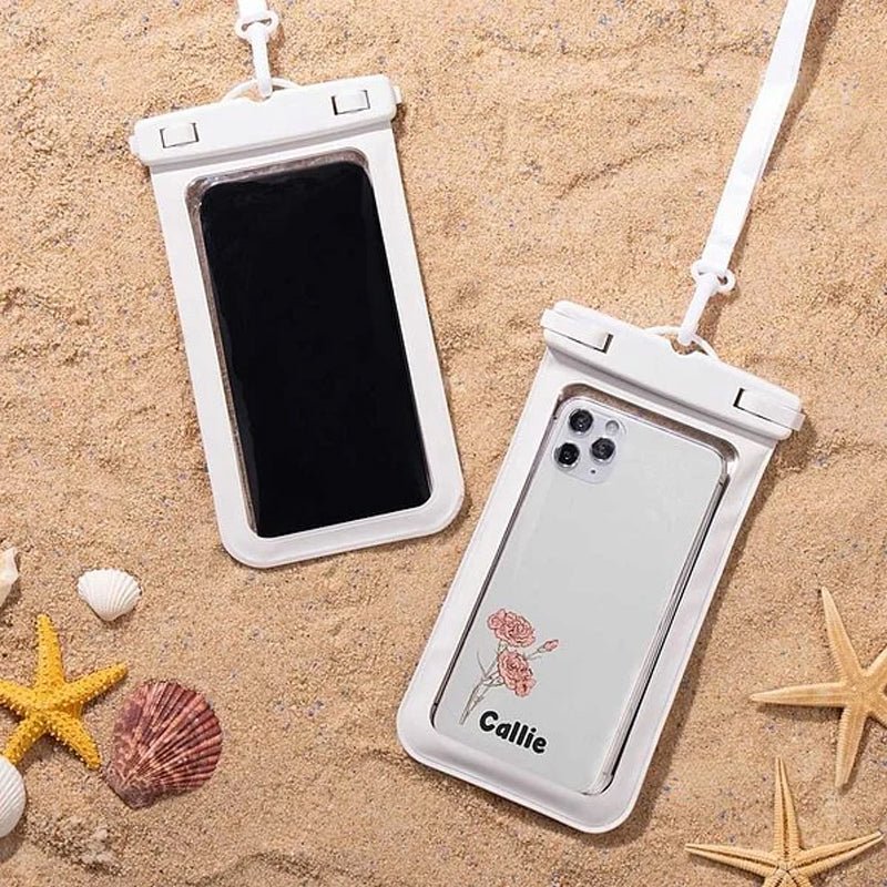 Personalized Birth Flower Waterproof Sealing Phone Pouch - Canvasgiftco