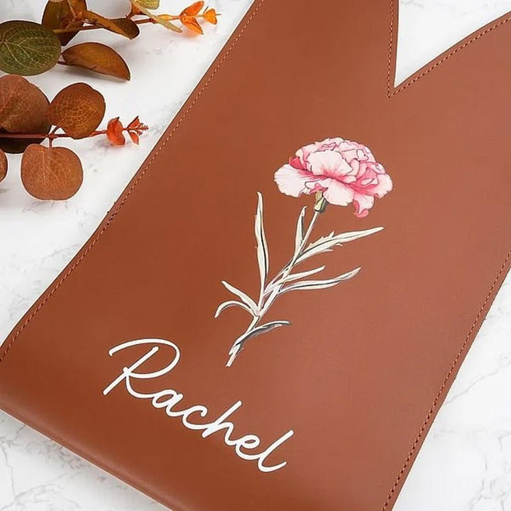 Personalized Birthday Flower Leather Wine Bag - Canvasgiftco