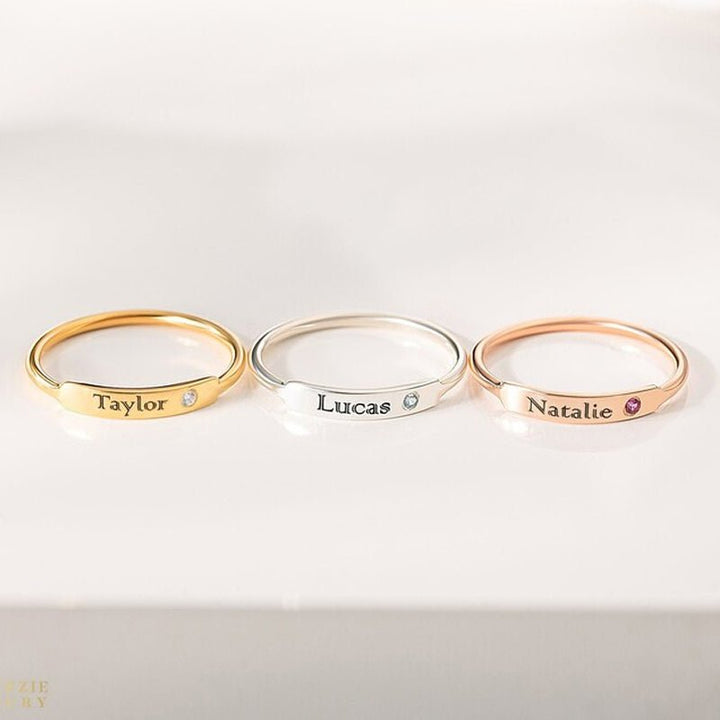 Personalized Birthstone Name Memorial Ring - Canvasgiftco