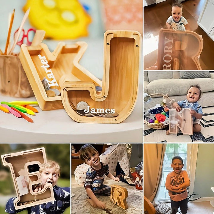 Personalized Boys/Girls Piggy Bank-Wood Gift For Kids - Canvasgiftco