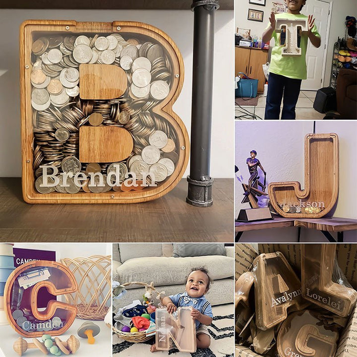 Personalized Boys/Girls Piggy Bank-Wood Gift For Kids - Canvasgiftco