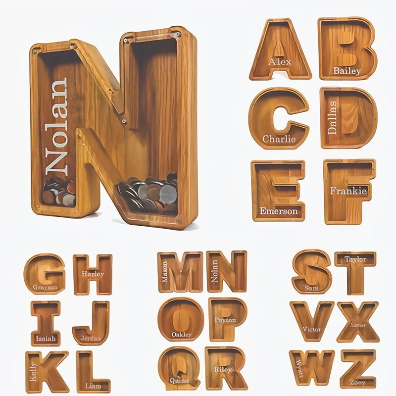 Personalized Boys/Girls Piggy Bank-Wood Gift For Kids - Canvasgiftco