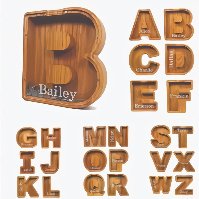 Personalized Boys/Girls Piggy Bank-Wood Gift For Kids - Canvasgiftco