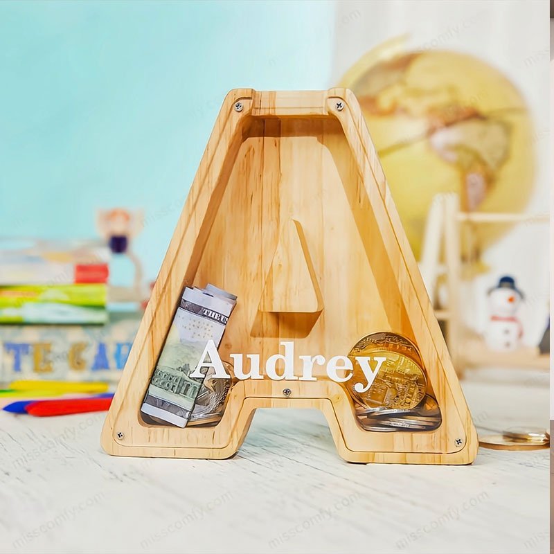 Personalized Boys/Girls Piggy Bank-Wood Gift For Kids - Canvasgiftco