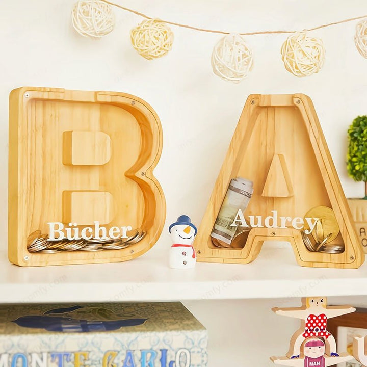 Personalized Boys/Girls Piggy Bank-Wood Gift For Kids - Canvasgiftco