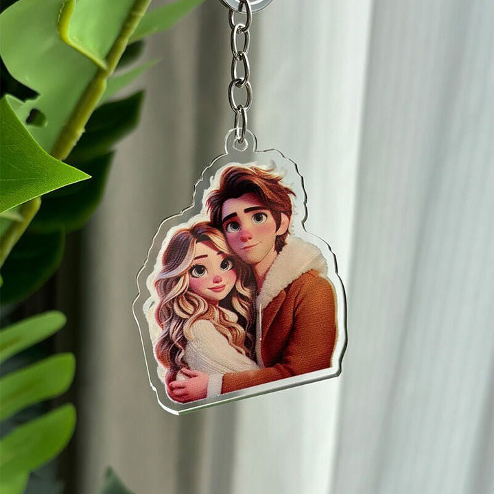 Personalized Cartoon Photo Keychain Sweet Gift For Lover - Canvasgiftco