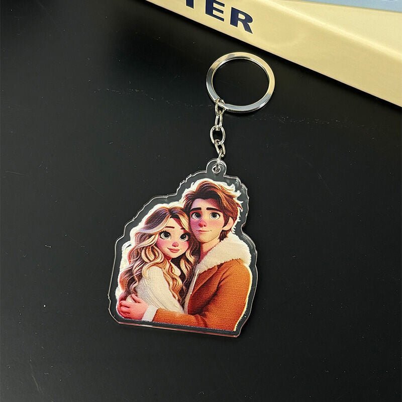 Personalized Cartoon Photo Keychain Sweet Gift For Lover - Canvasgiftco