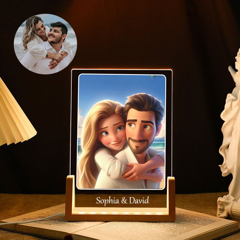 Personalized Cartoon Photo Lamp Sweet Gift for Couples - Canvasgiftco
