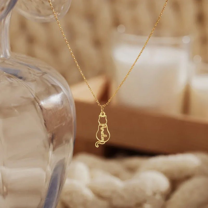 Personalized Cat Name Necklace - Surprise Gift for Cat Lovers - Canvasgiftco