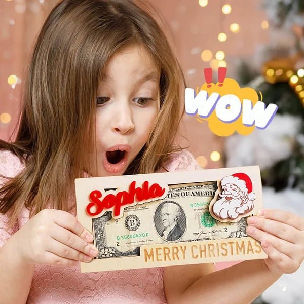 Personalized Christmas Wooden Envelope Money Holder - Canvasgiftco