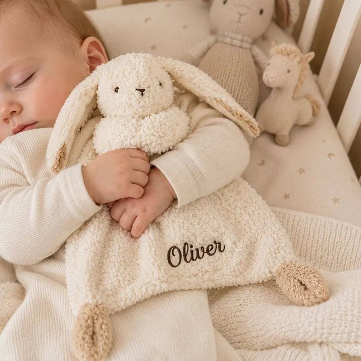 Personalized Cream Animal Baby Lovey Blanket - Canvasgiftco